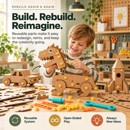 🛠️✨ Kids Cardboard DIY Building Kit 🚀🦖 | Creative STEM Construction Toy 🧠🎨 | Screen-Free Learning & Endless Building Fun 🎁🌟 Ages 3+
