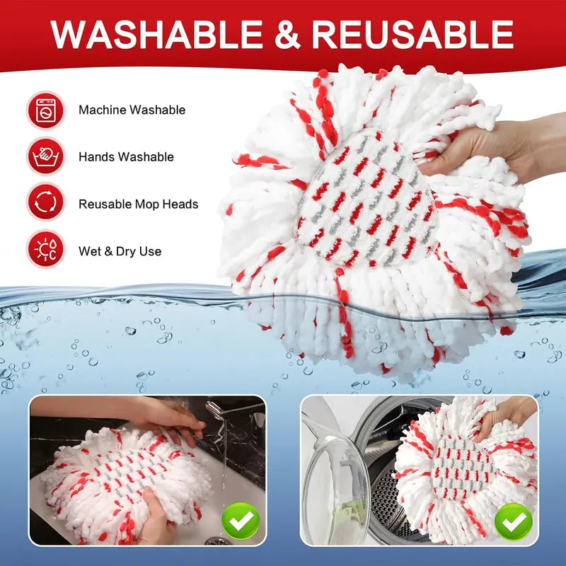 Spin Mop Heads Replacements with Scrubbing Pad Refills