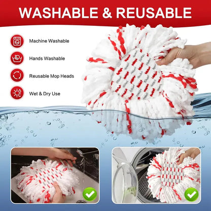 Spin Mop Heads Replacements with Scrubbing Pad Refills