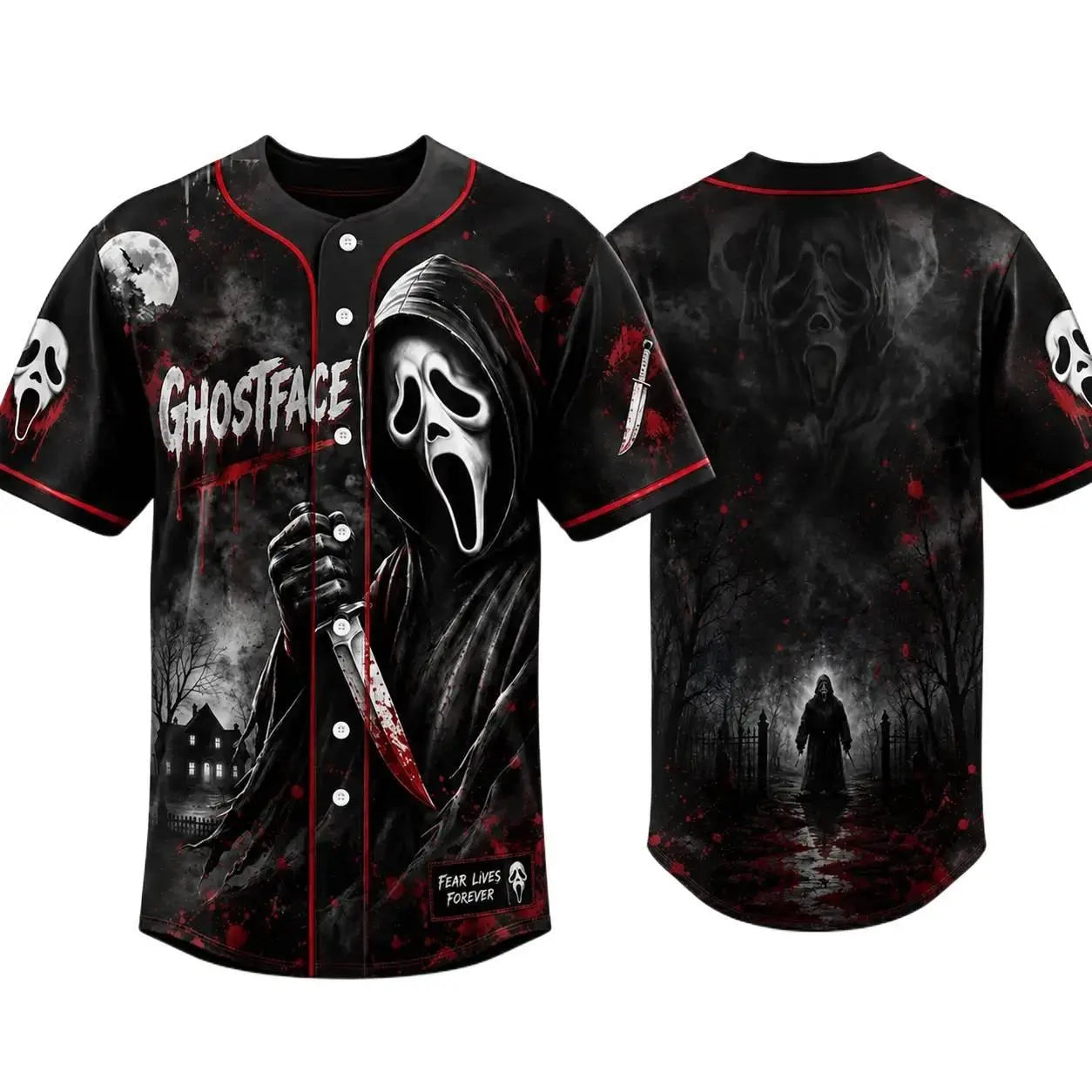 Horror Slasher Baseball Jersey, Classic Horror Movie Characters Shirt, Spooky Squad Halloween Uniform, Halloween party costumes, Halloween Gifts