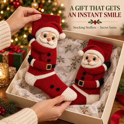 🧦3D Hugging Christmas Socks 🎅 Cute Knit Holiday Socks 5 Designs