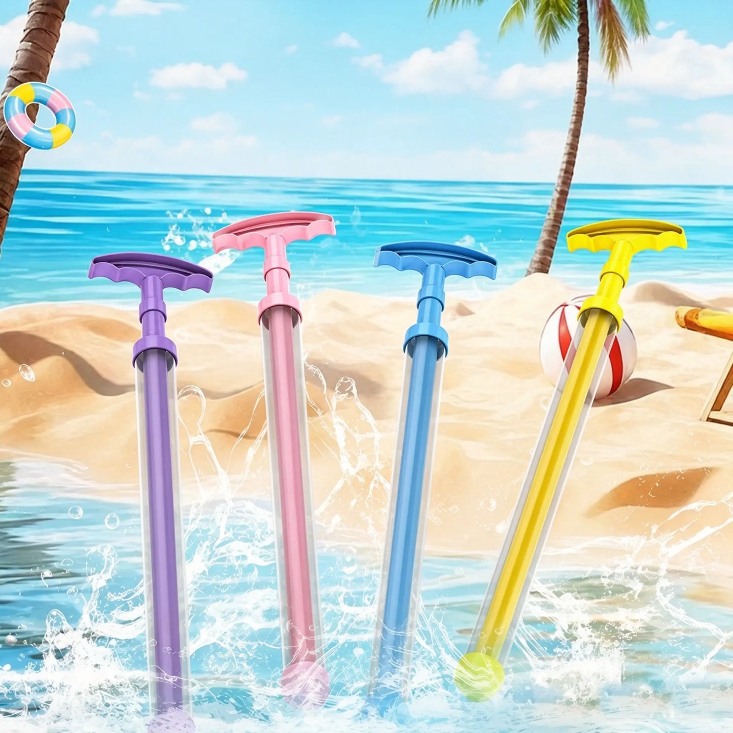 Expandable water gun, pink water gun, summer outdoor pool and beach water fight party toy