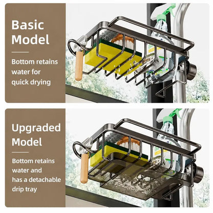 Hanging Faucet Drain Rack with Drip Tray Stainless Steel