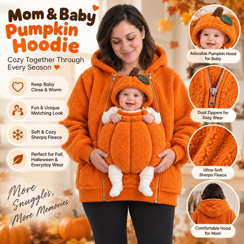 🎃 Mom & Baby Pumpkin Hoodie – Cozy Matching Fall Outfit for Halloween & Autumn Moments