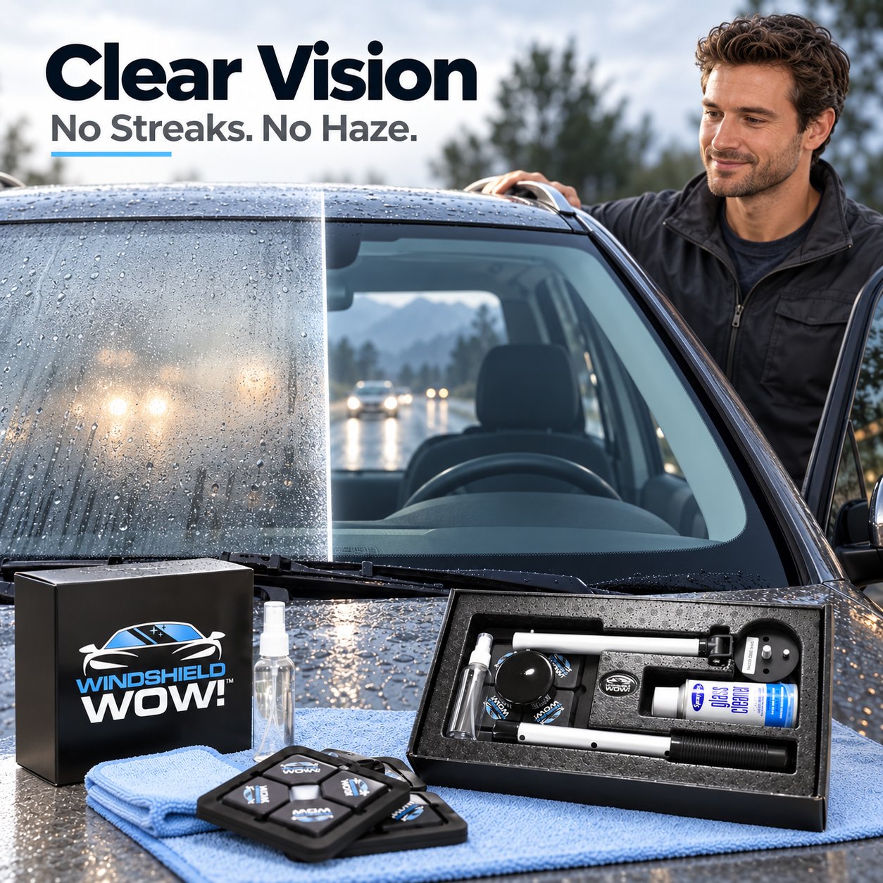 Dual Magnetic Car Windshield Cleaner | Streak-Free Auto Glass Cleaning Kit