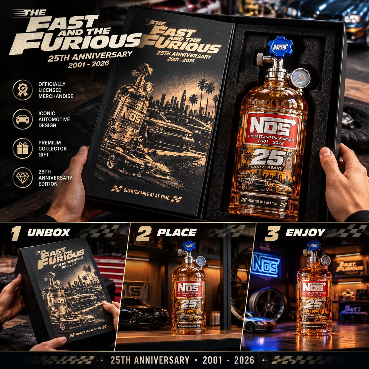 ⏳ Last Day 49% OFF – 25th Anniversary Street Racing Nitrous Tank Whiskey Decanter with Collector’s Box