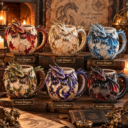 ⏳ Last Day 50% OFF – 🐉 Dragonbound RealmsTM Sculpted Dragon Mug Collection | 6 Fantasy Realm Designs with Raised 3D Dragon Details ☕