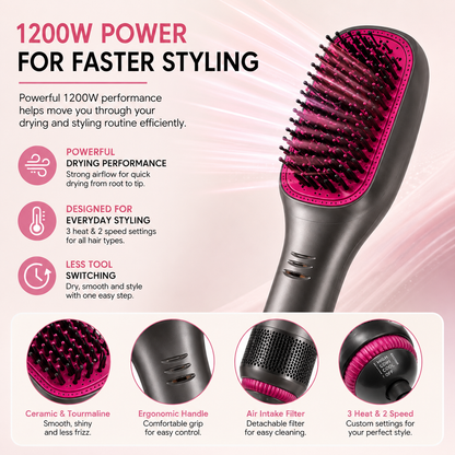 One-Step Hair Dryer and Styler All-in-One Brush for Smooth Hair