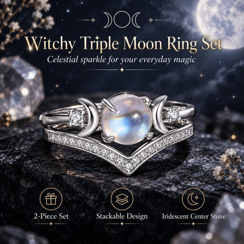 🔮 Enchanted Triple Moon Celestial Ring🌙