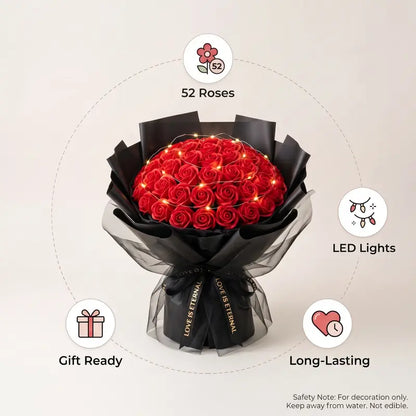 52 Roses Soap Flower Bouquet with LED Lights