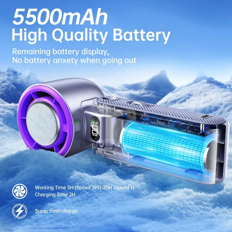 ❄️ 199-Speed Portable Fan – Powerful Cooling Anywhere