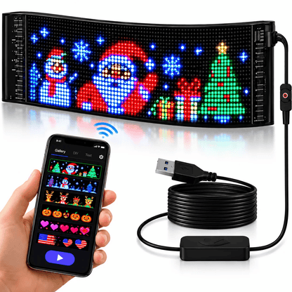 Christmas LED Pixel Window Display | App Controlled Animated Holiday Light for Car & Home Decor