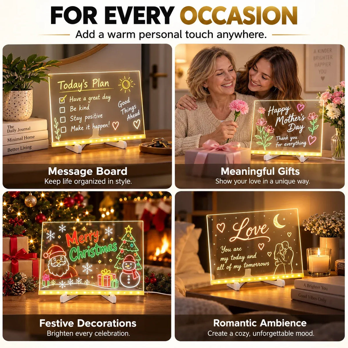 ✨ Reusable Acrylic LED Message Board – Light-Up Writing & Drawing Display