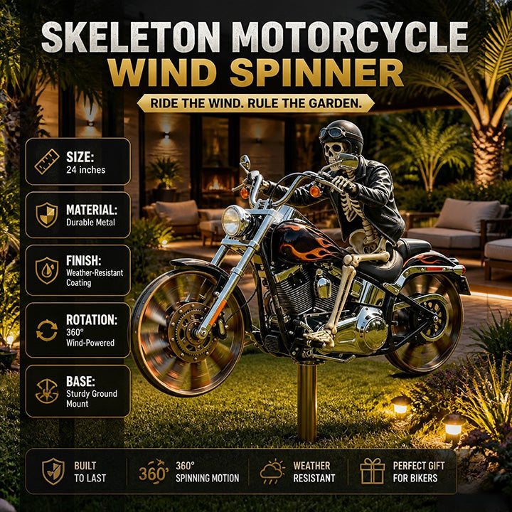 💀 Skull Motorcycle Windmill Spinner