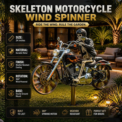💀 Skull Motorcycle Windmill Spinner