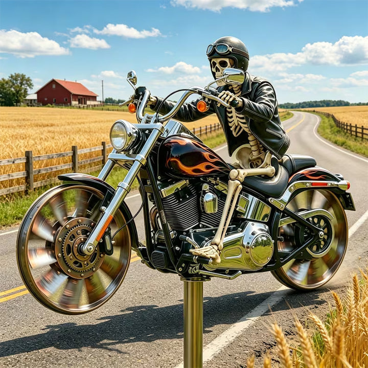 💀 Skull Motorcycle Windmill Spinner