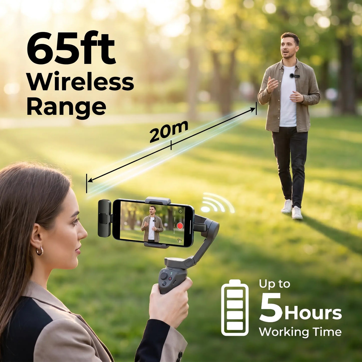 Hitozon Wireless Microphone for iPhone & Android - Lavalier, Noise Reduction
