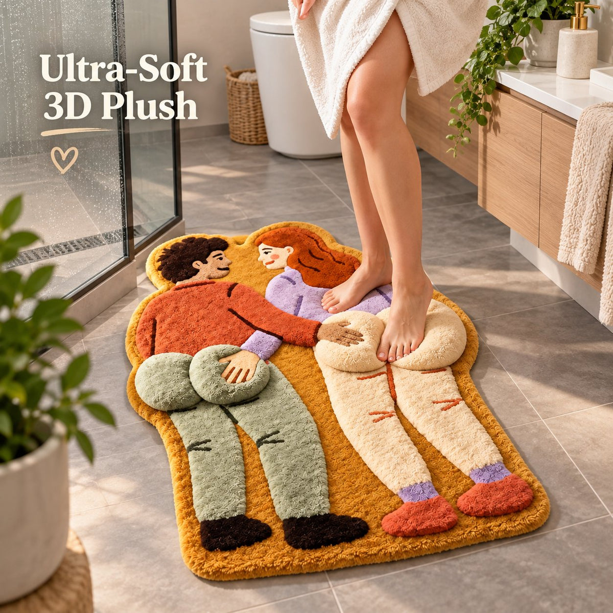 Cheeky Couple 3D Plush Bath Mat – Funny Statement Rug