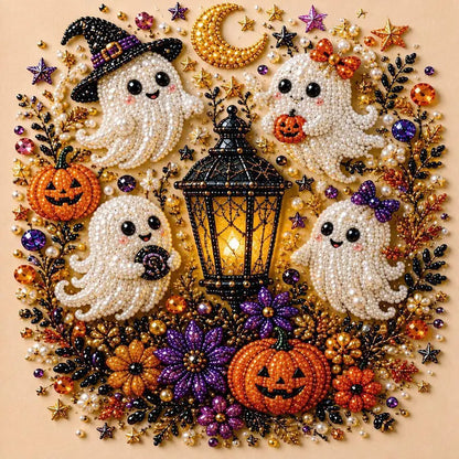 Diamond Art Kit for Beginners, DIY Halloween Witch on Moon Bead Painting, Sparkling Pearl-Style Craft Set
