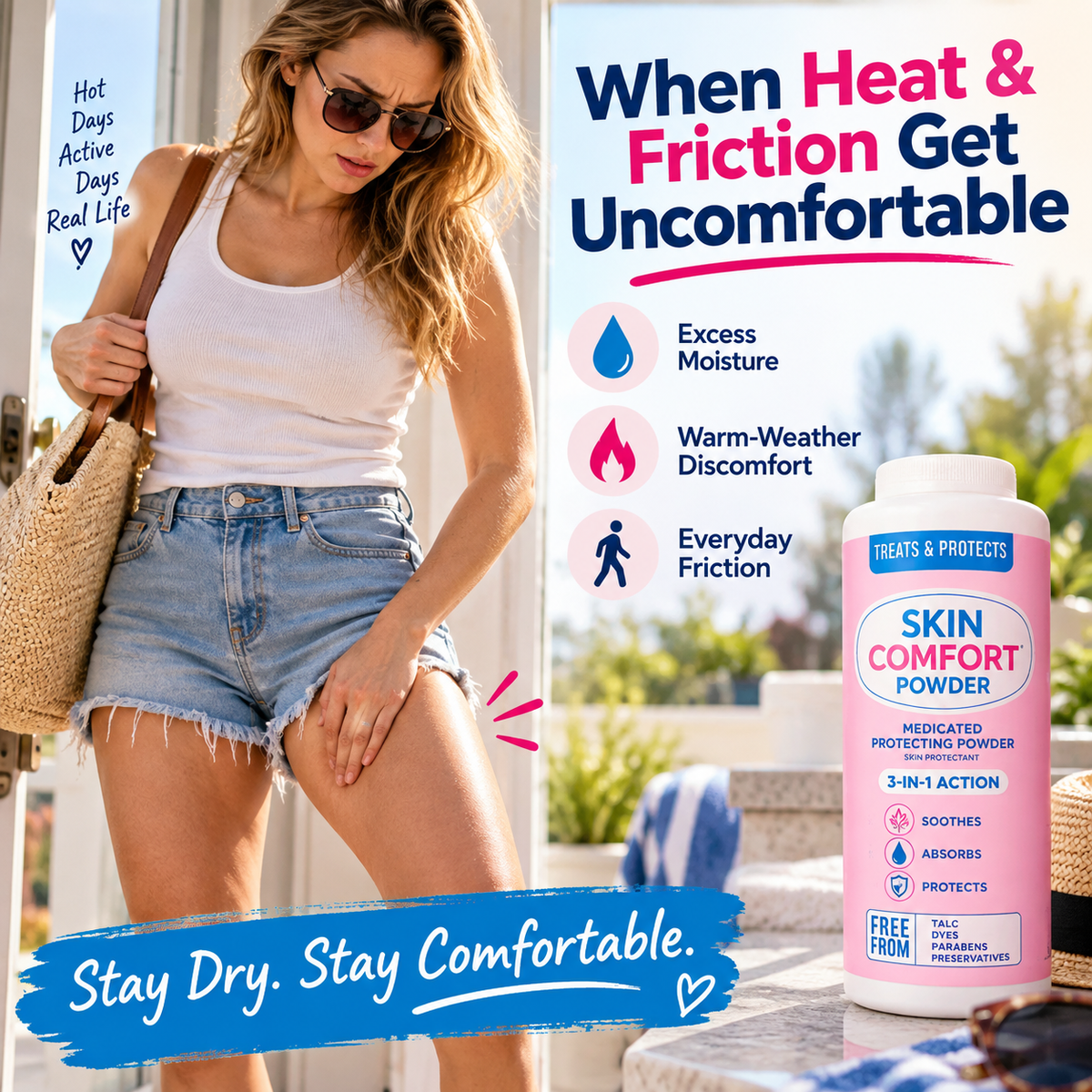 🌸 DryComfort™ Skin Comfort Powder – 💧 Daily Moisture & Friction Care
