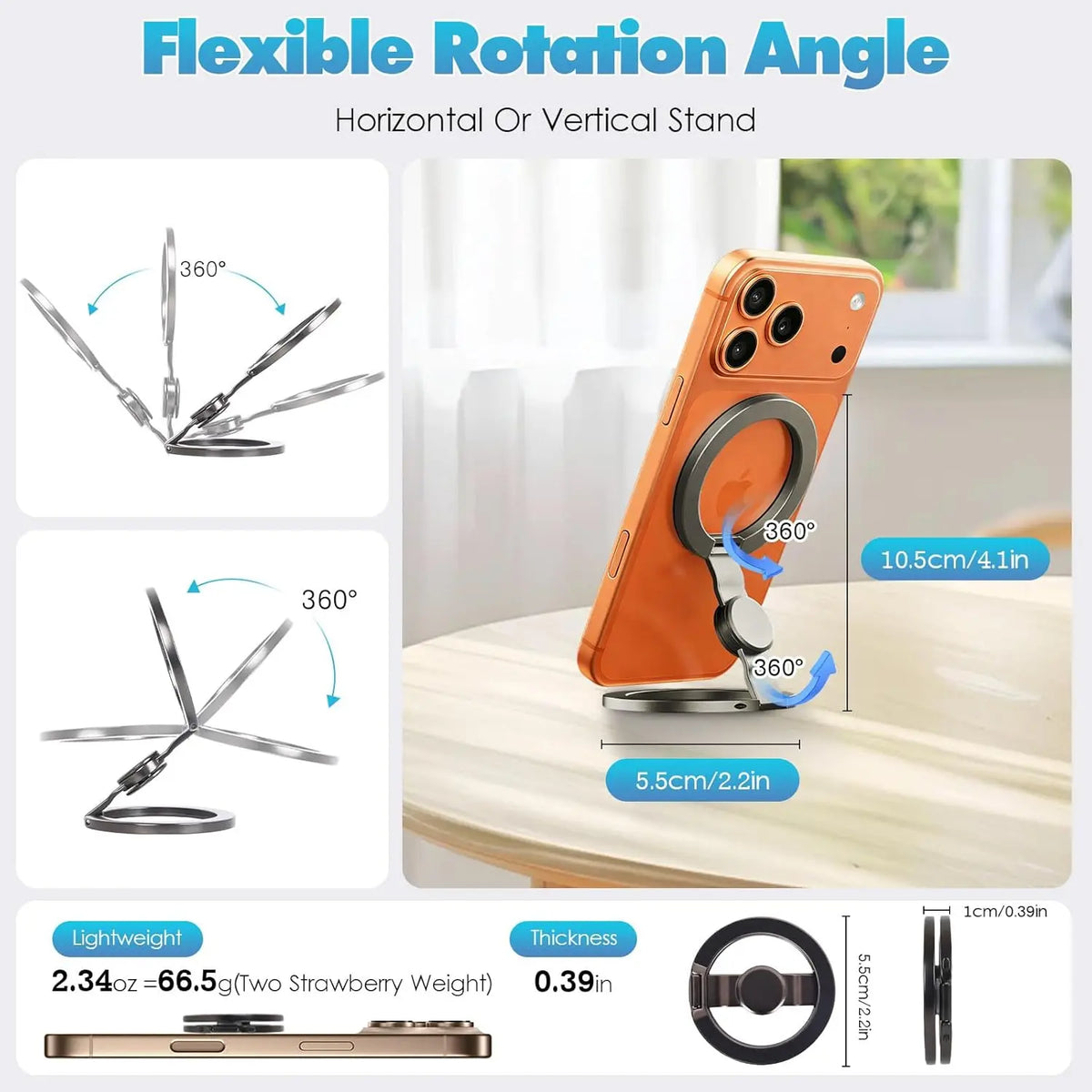 Magnetic Phone Stand & Fidget Spinner – 360° Foldable MagSafe Holder