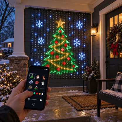 🎄 Smart LED Curtain Lights | App-Controlled Animated Christmas Wall Display ✨