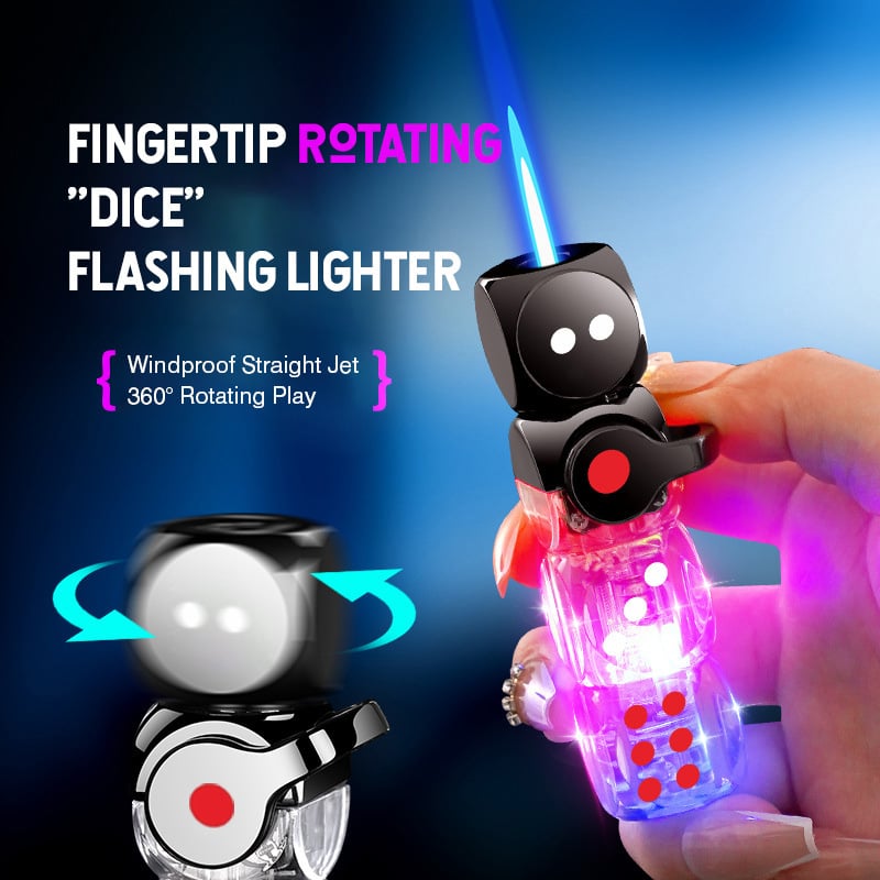 🔥 46% OFF-🎲 360° Spinning Dice Lighter 🔥 Windproof Jet Blue Flame, LED, Refillable EDC Gadget(Free of butane gas)