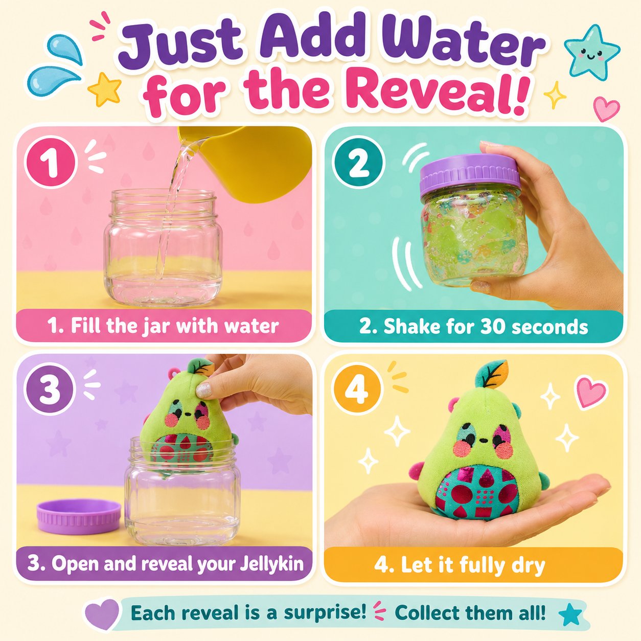 🌟💥 🔮Mystery Surprise Plush Jar – Add Water to Reveal a Magical Transforming Plush Toy, Ages 5+