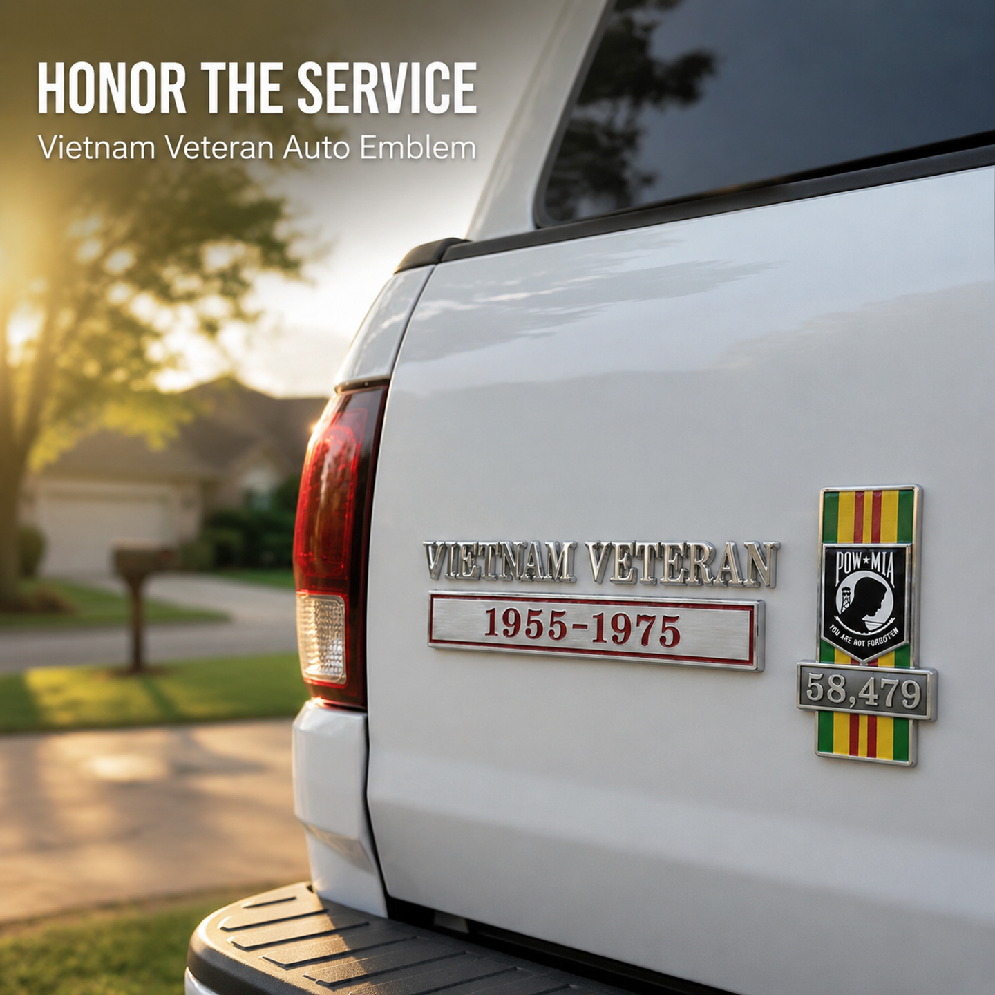 🇺🇸 Vietnam Veteran 1955–1975 Memorial Car Emblem Metal Badge