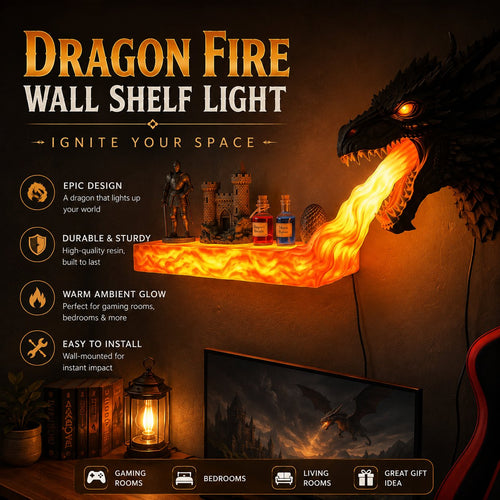 🐲 50% OFF Today! Remote-Control Dragonfire Shelf for Epic Room Decor