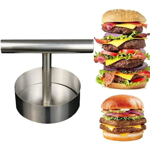 ⏳Last Stock Alert 49% OFF｜Metal Meat Smasher Stainless Steel Burger Press, Multifunctional Round Patty Maker for Home Commercial Cooking