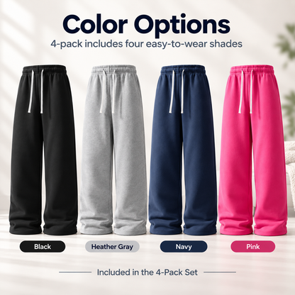 4-Pack  Ultra-Soft Wide-Leg Sweatpants