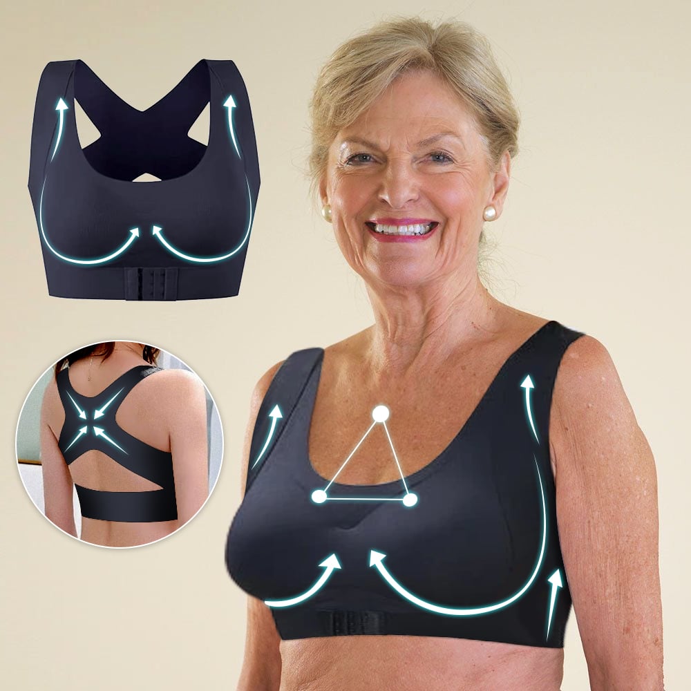 ✨50% OFF NOW! 👙 Front Closure Cross-Back Wireless Posture Bra – Ultra Push-Up, All-Day Comfort & Natural Lift for a Slimmer, Taller Silhouette 💖