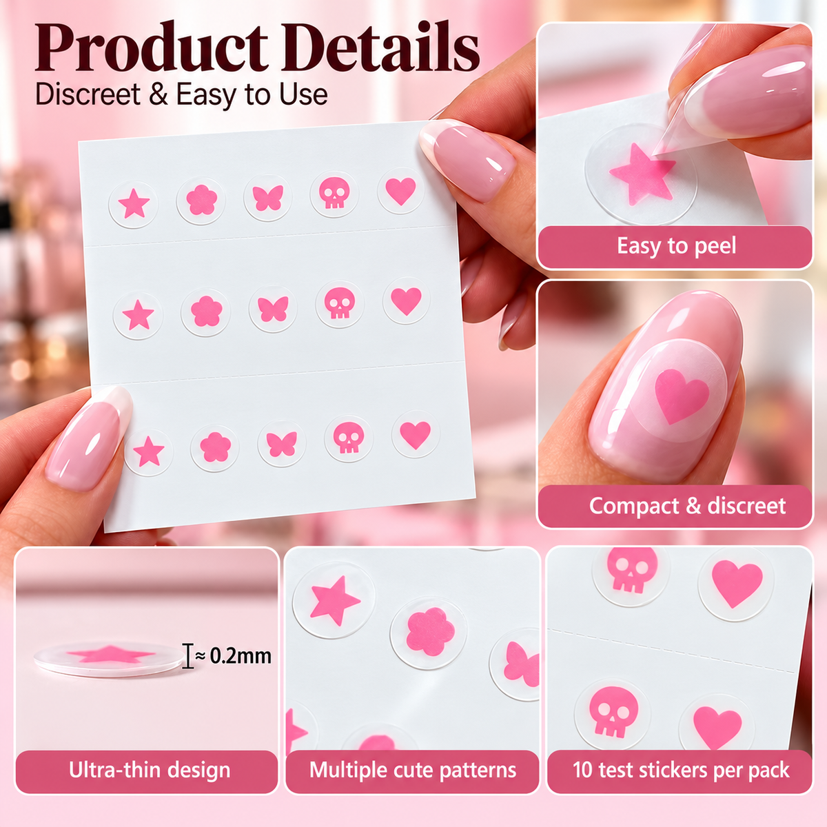 ❤️ Drink Testing Nail Stickers – Discreet, Easy-to-Use Drink Checks for Nights Out