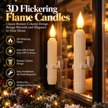 🕯️ 50% OFF Today! 3D Flickering Flameless Window Candle Lights for Cozy Holiday Decor