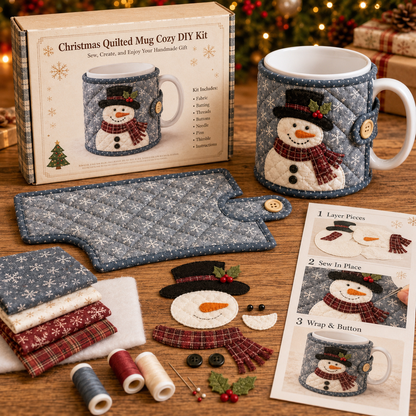 🎄☕️DIY Christmas Mug Cozy Sewing Kit🧵 – Create Your Own Festive Mug Cover✨❤️Add Cozy Holiday Charm to Your Favorite Mug🎉