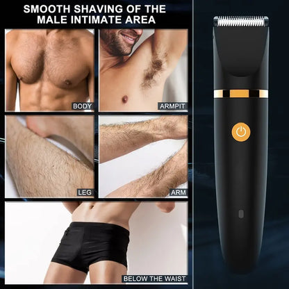 ✨ 3-In-1 Men's Body Groomer – Waterproof Groin, Body & Nose Hair Trimmer