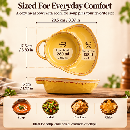 ✨ 2-in-1 Soup & Side Bowl – Cozy Meal Serving Set with Handle🥣