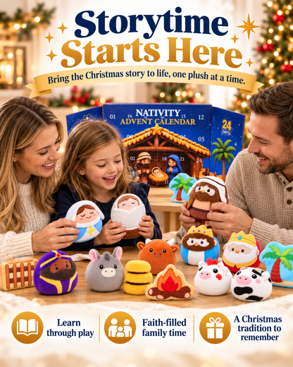 ✨ 24 Days of Nativity Surprises – Plush Christmas Advent Calendar & Heartwarming Gift for Kids 🎁