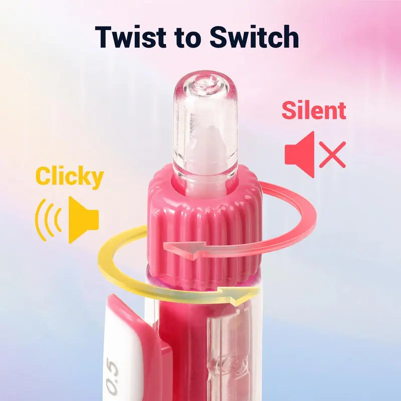 ✨ 6-Color Silent Switch Gel Pen Set | Twist Between Silent & Clicky | 0.5mm Quick-Dry Smooth Writing Pens