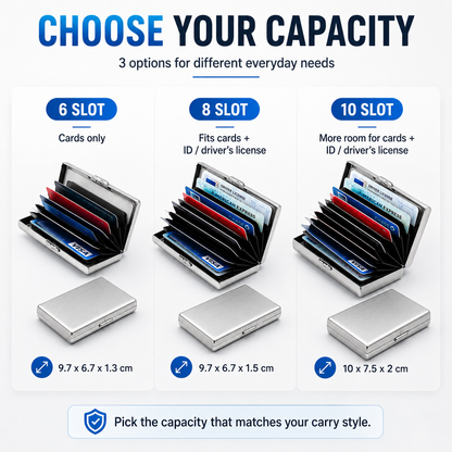 RFID Blocking Metal Card Holder – Slim Stainless Steel Wallet, 6/8/10 Slot