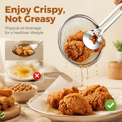 🔥 50% OFF 2-in-1 Stainless Steel Frying Filter Tongs – Clip, Drain & Serve Easily