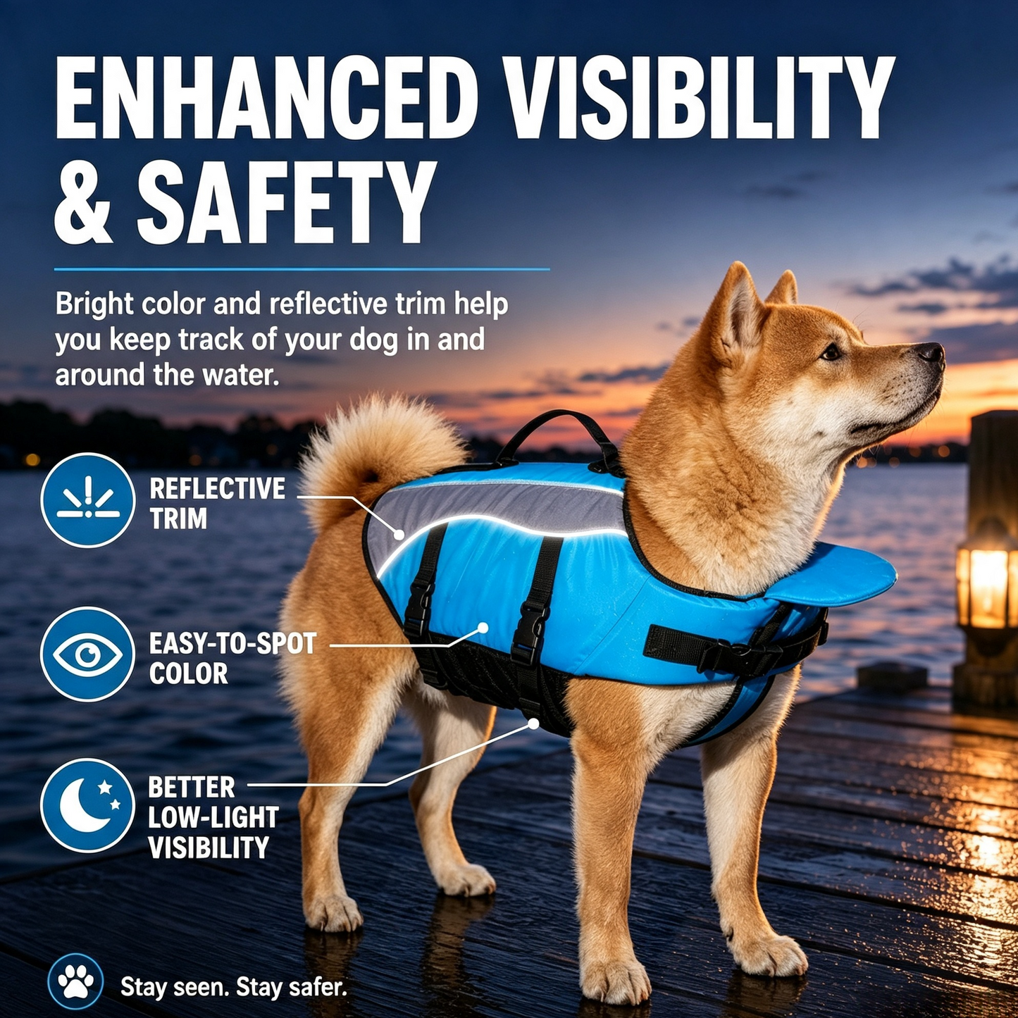 🐕‍🦺 Premium Dog Life Jacket – Maximum Buoyancy, High-Vis Reflective Trim & Top Rescue Grab Handle (XS–XL)