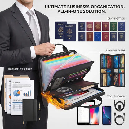 🔥 Fire-Resistant Document Organizer Bag 💖 Large Capacity A4 File Storage Case
