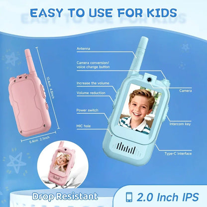 Kids' Video Walkie-Talkie (02 Sets) – Radios with Camera & Screen 📱