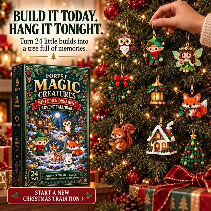 ⏳ Last day to save 49% – 🎄 24‑Day Forest Magic Creatures Ornament Advent Calendar | 24 collectible buildable forest fantasy brick decorations with hangers—perfect for holiday wreaths, mantel styling and Christmas tree trimming 🧝