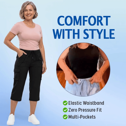 Women Cargo Capri Lightweight Hiking Cropped Pants
