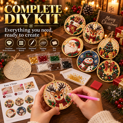 6PCS DIY Christmas Wooden Diamond Art Ornaments Kit 🌟🪵