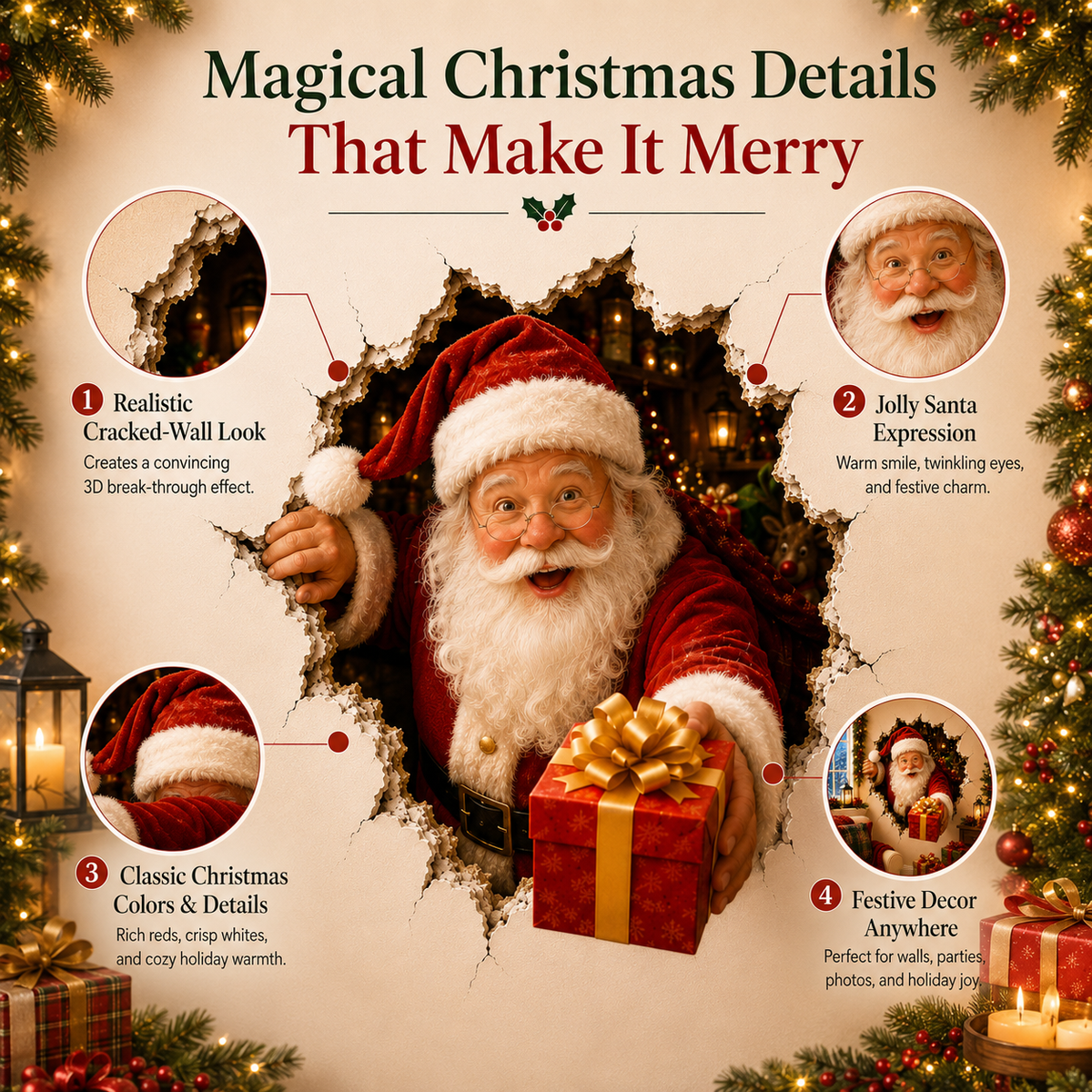 🔥Last Day 50% OFF-19.7'' Christmas Break-In 3D Wall Decal