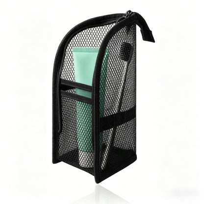 Portable Quick-Dry Mesh Toiletry Bags – Hanging Travel Organizers with Toothbrush Slots